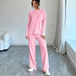 Trousers Suit European And American Autumn And Winter Women Color Contrast Patchwork Fashion Two-piece Suit