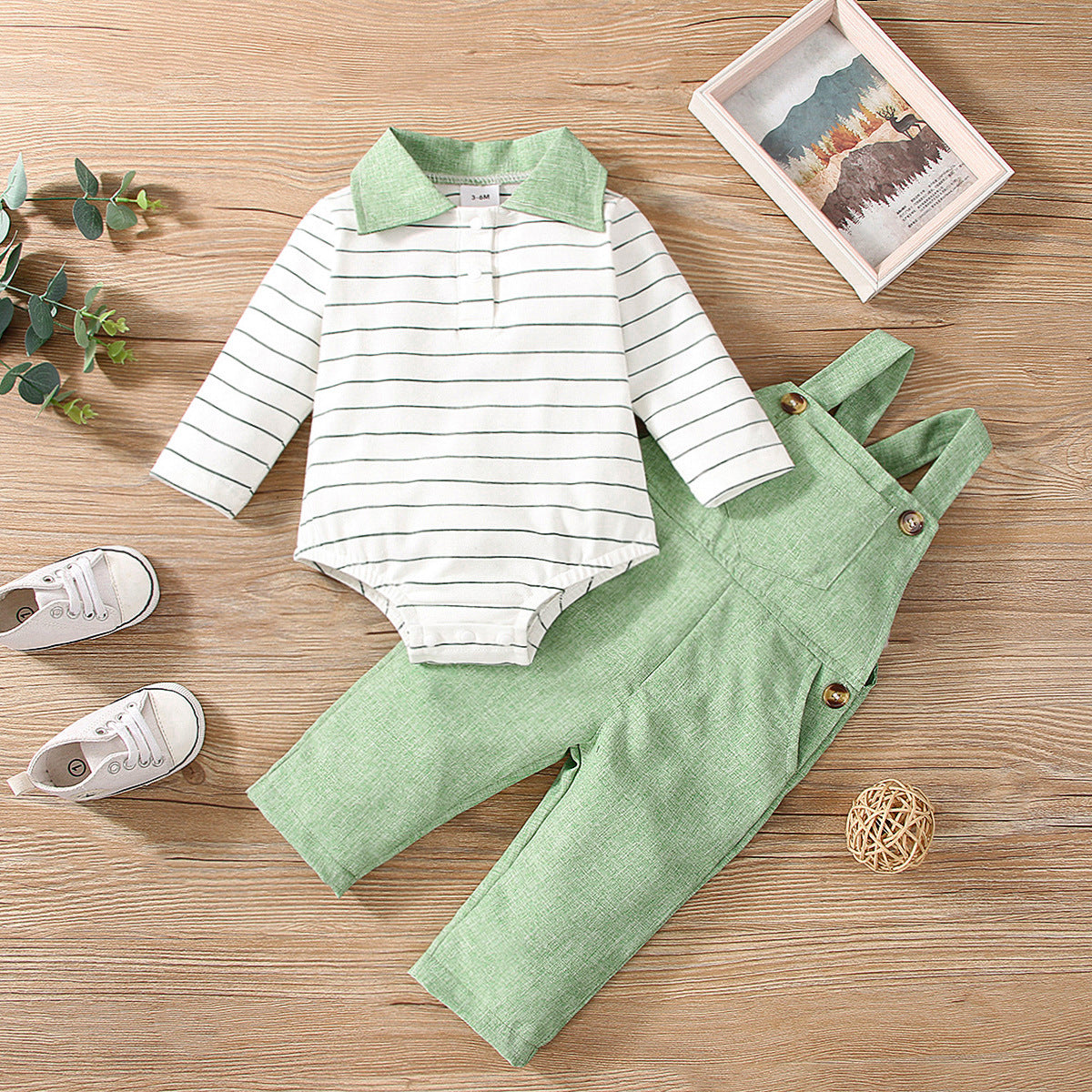 Ensemble pull-over en coton vert sans chemisier à capuche et pantalon