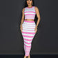 Design Striped Vest Hip Skirt Suit