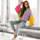 Casual Color Matching Bright Women's Woolen Long-sleeved Cardigan