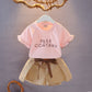 Costume pour filles, nouvelle robe d'été décontractée et étrangère, vêtements tendance en coton, t-shirt et short pour enfants, ensemble de sport deux pièces