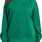 Pull ample et décontracté à col rond et plissé pour femme