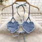 Denim Love Halter Suit For Women