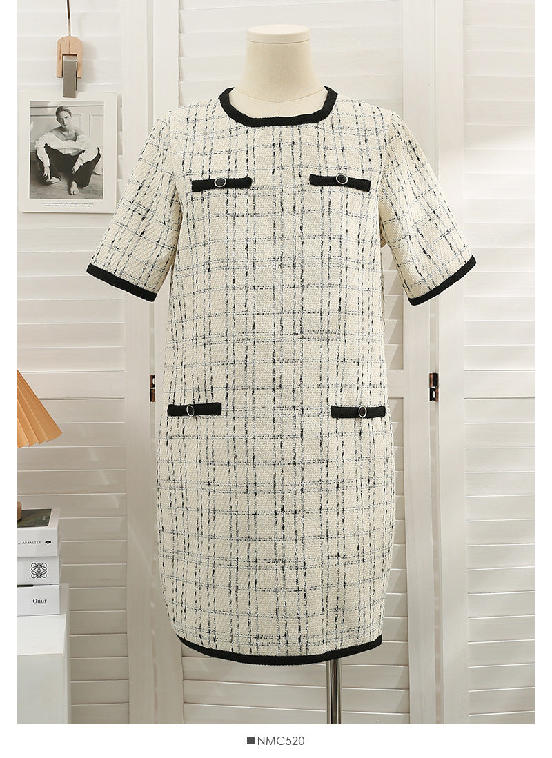 Retro Tweed Plaid Loose-fitting Short Skirt For Women