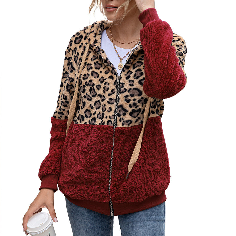 Women's Leopard Panel Winter Coat Top