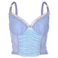 Mesh Pleated Bowknot Fungus V-neck Camisole