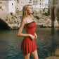 Robe à bretelles contrastante pour vacances en bord de mer pour femme