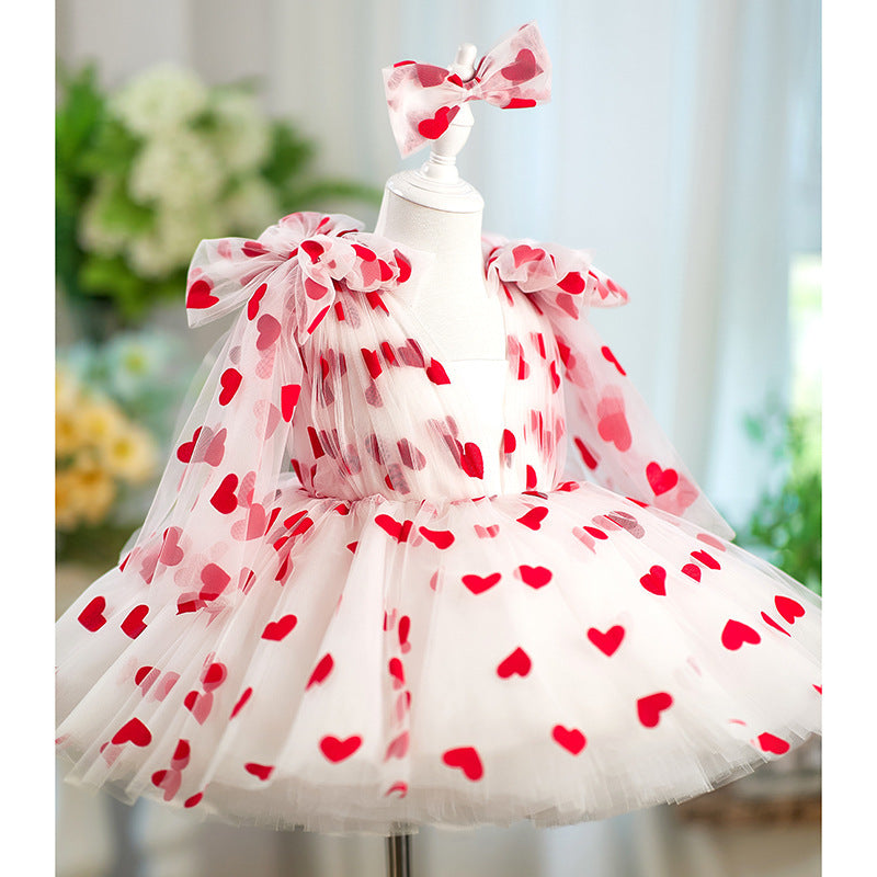 Children Red Love Princess Dress Gown
