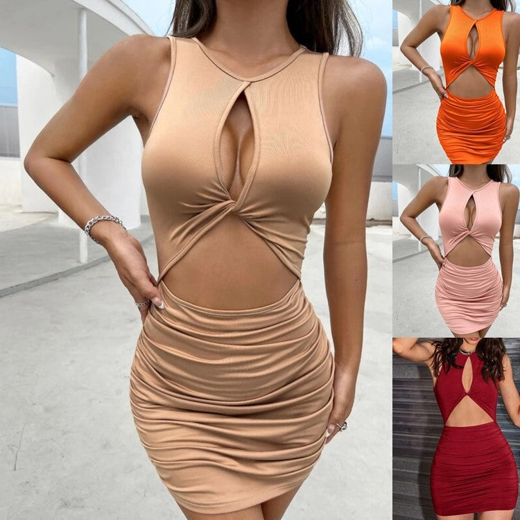Jupes à bretelles plissées et ajourées pour femmes, vêtements d'été européens et américains, moulantes, pour boîte de nuit, sexy