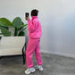 Ensemble de sport avec poches, col montant, cardigan zippé et pantalon à cordon de serrage, tenues de jogging tendance, survêtements, vêtements pour femmes