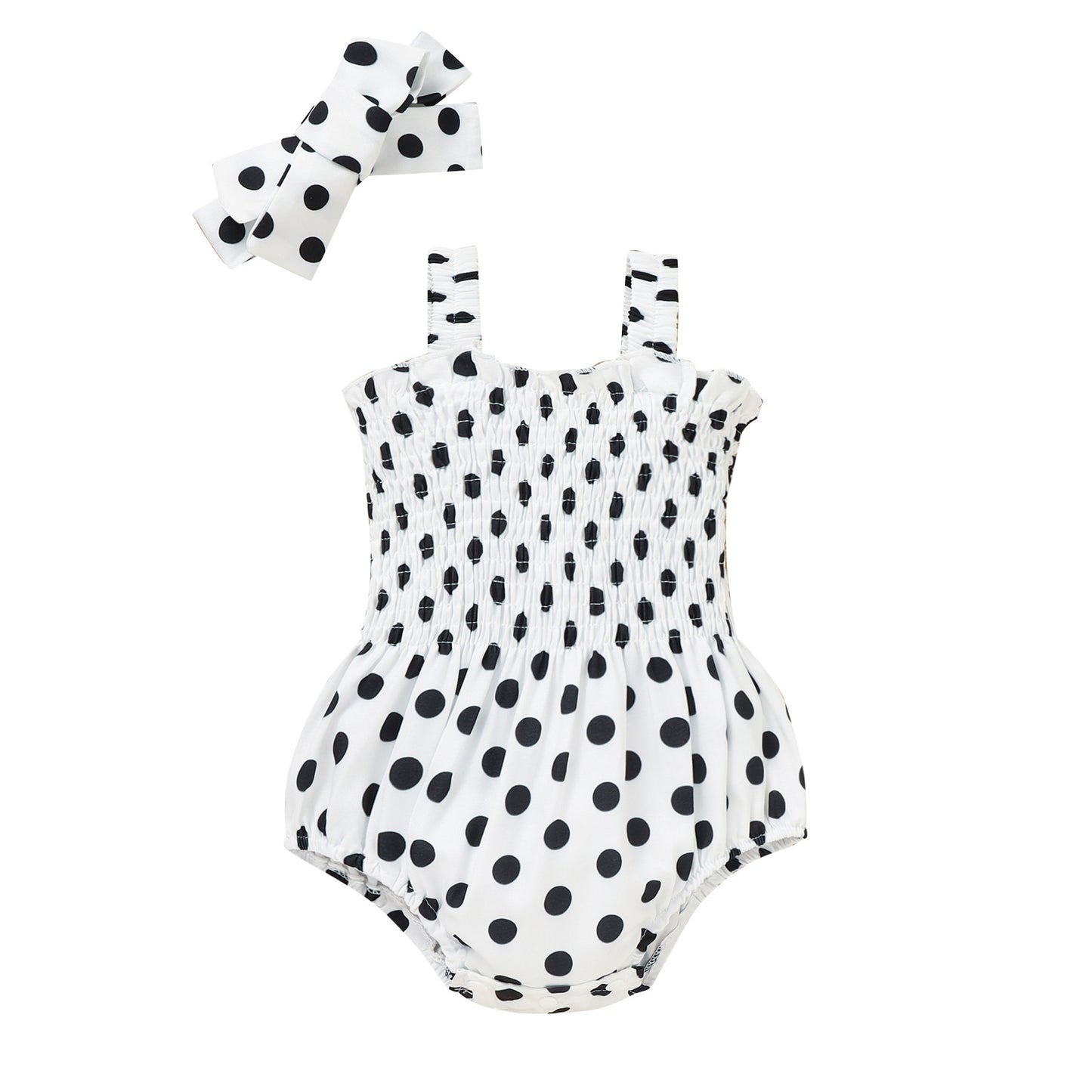 Dot One-piece Romper Head Knot