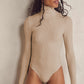 Fashion Ladies Bodysuit Solid Color Turtleneck Long Sleeves
