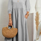Lantern Sleeve Loose Cotton And Linen Pocket Dress