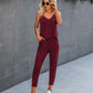 Women's Halter Solid Color Pocket Jumpsuit