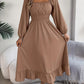 Elegant Casual Ruffled Solid Color Square Collar Large Swing Dress
