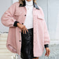 Women's Plush PU Long Single-breasted Trench Coat Top