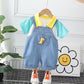 Summer Boys' Denim Short-sleeved Overalls Suit