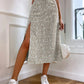 European And American Floral Split A- Line Sheath Mid-waist Dress