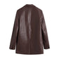 Women's Lapel Single-breasted PU Loose Coat