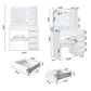 Vanity, Makeup Vanity Desk Set With Mirror & Light, Dressing Table Storage Lots With Power Strip, 3 Lighting Modes With Adjustable Brightness, 37 Inches White With Stool