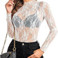 Women's Lace Blouse Long Sleeve Transparent Shirt