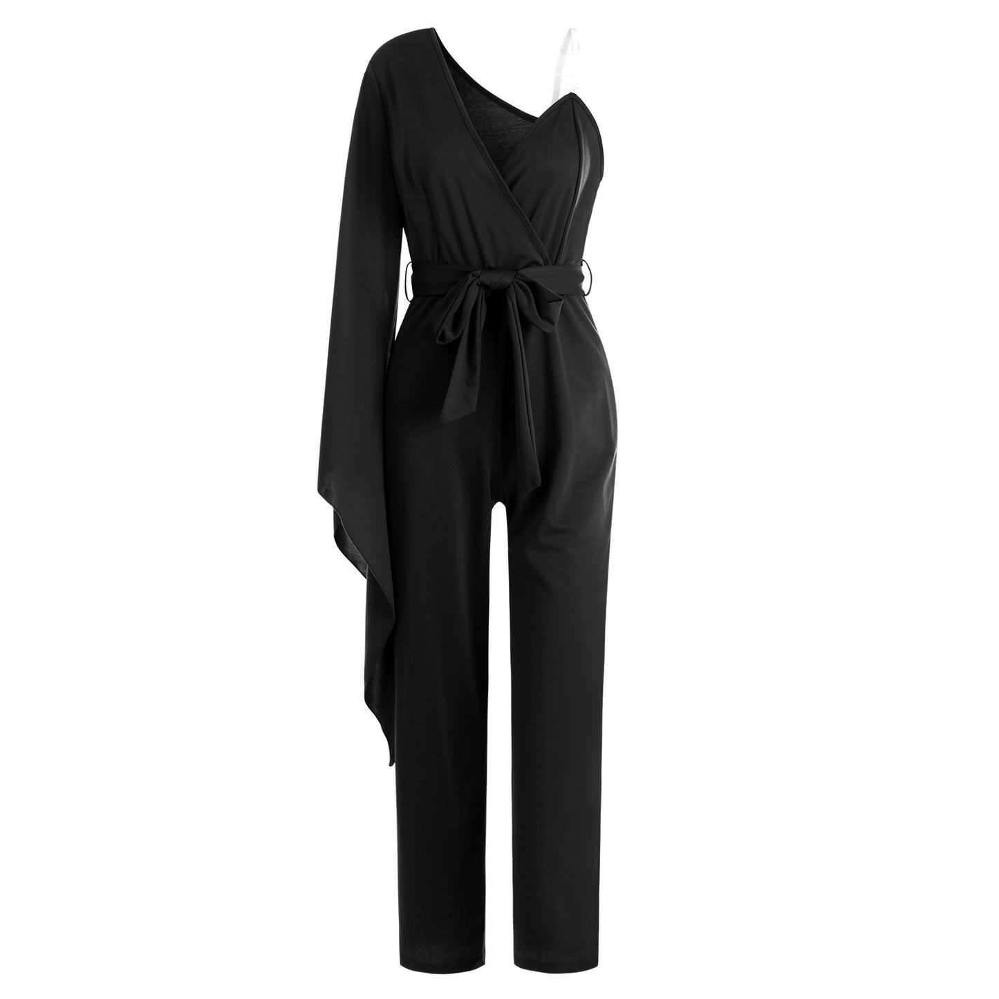 European And American Women's V-neck Jumpsuit Nine-point Pants