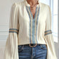 Chemise patchwork simple à col en V et dentelle unie