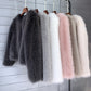 Plus Size Solid Color Women's Short Fur Coat