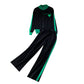 Athletic Contrast-color Long-sleeve Baseball Jacket And Casual Pants Set