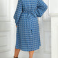 Robe à manches longues bouffantes à imprimé taille haute, style européen et américain