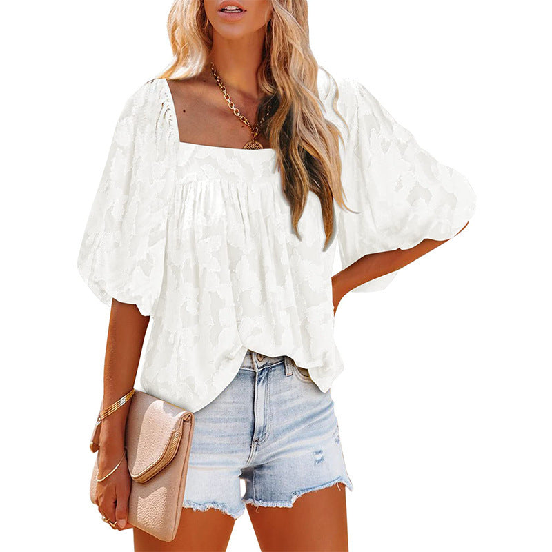 Ladies New Chiffon Floral Cutout Top