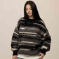 Pull rayé noir et blanc style hip-hop rétro pour femme