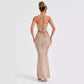 European And American Backless Tube Top Sheath Dress Knitting Suit