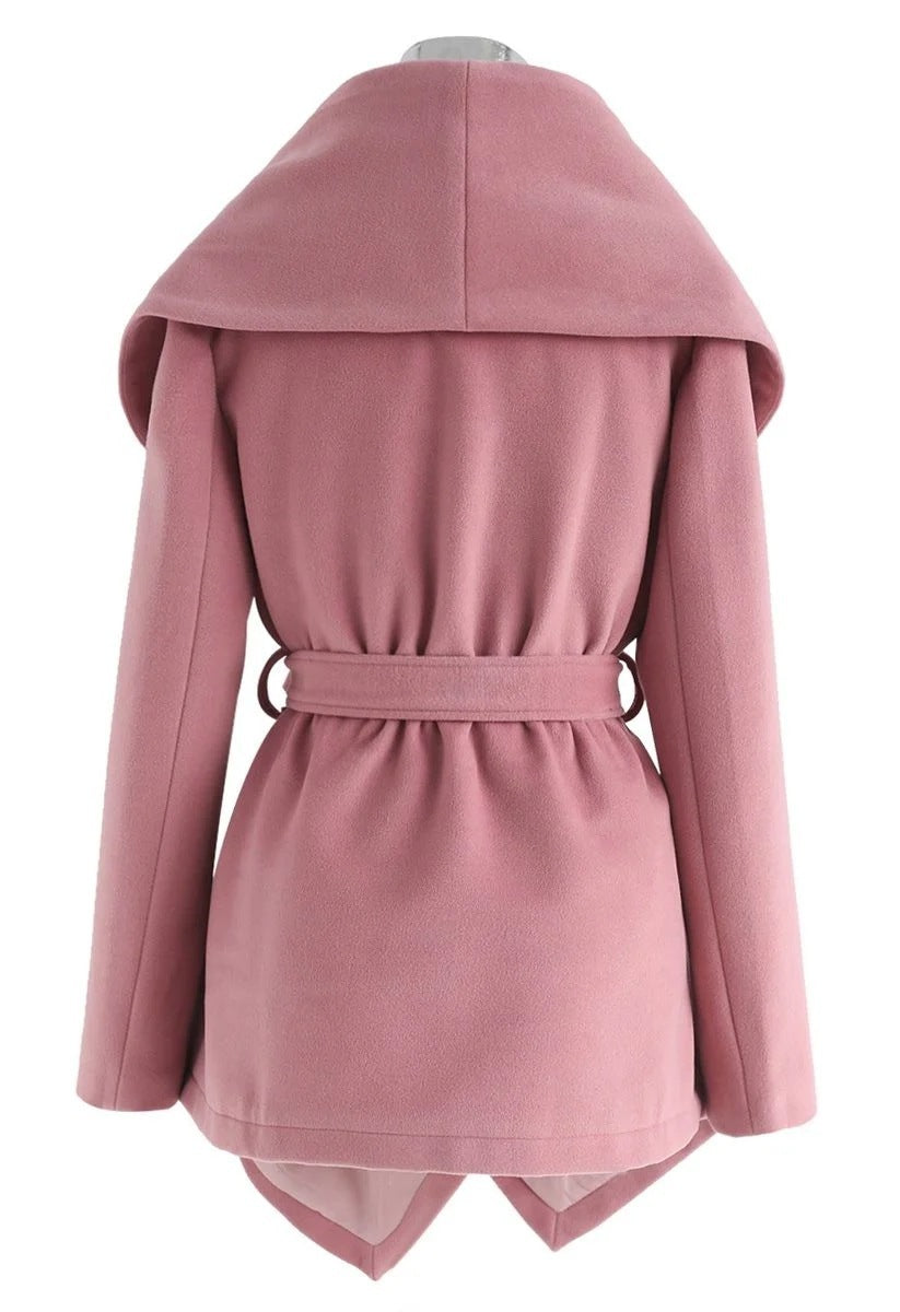 New Women's Lace-up Cross-over Shawl Woolen Coat