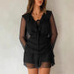 Ruffle-trimmed Drawstring V-neck Waist-cinching Figure-flattering Dress For Date Nights And Parties