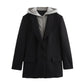 Loose Suit Jacket Women's Cross-border False Two-piece Patchwork Hooded
