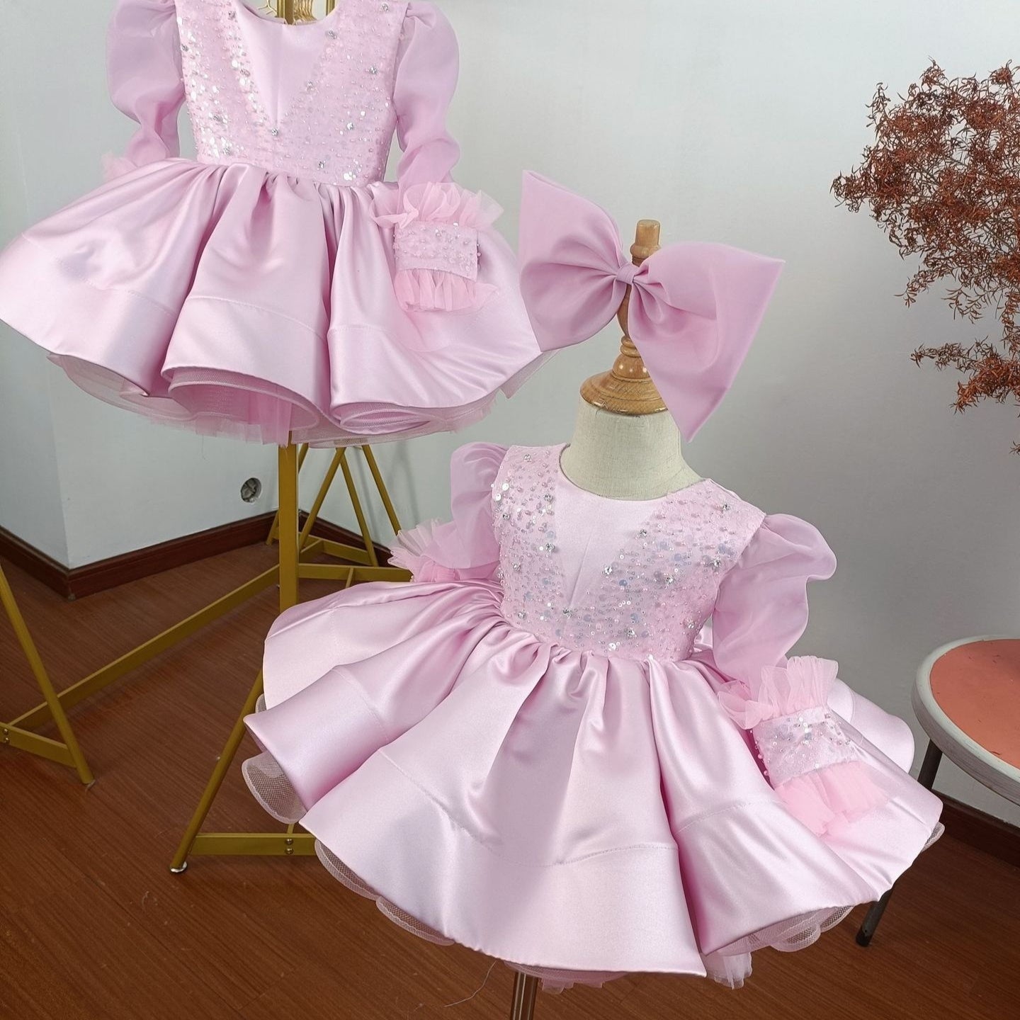 Girls' Blue Party European And American Children Umbrella Princess Dress