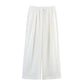 Asymmetric Linen Top Wide Leg Pants Two-piece Suit