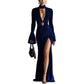 Womens Korean Velvet Turtleneck Evening Gown