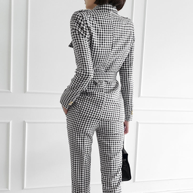 Women's two-piece plaid suit