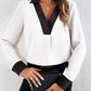 Women's V-collar Contrast Color Casual Shirt
