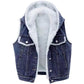 New Denim Vest Fleece-lined Thickened Slim Fit Hooded Cotton Jacket Warm Top Fashion
