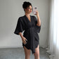 High-end Simple Style Deep V Waist Wide Sleeve Hip Skirt Dress