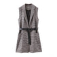 New European And American Women's Clothing Houndstooth Vest Belt Vest