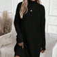 Turtleneck Long Sleeve Loose Knitted Dress Hip Bag