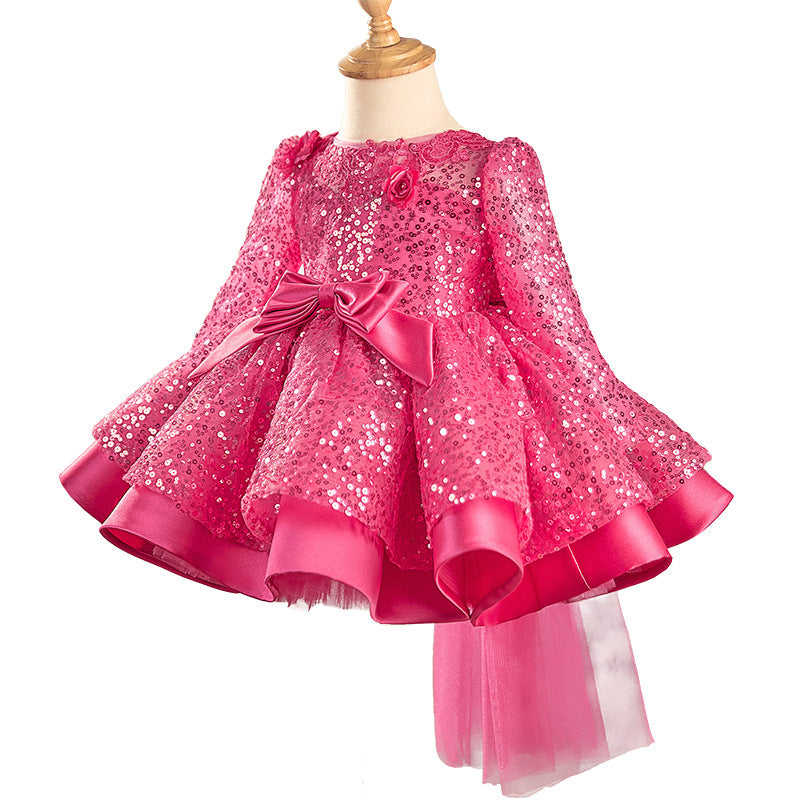 Girl's Dress Rose Sequined Tulle Tutu