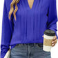 Temperament Commute Long Sleeve Solid Color Sweet Top Women's V-neck Design