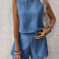 European And American Solid Color Women Sleeveless Vest Shorts Casual Fashion Two-piece Set