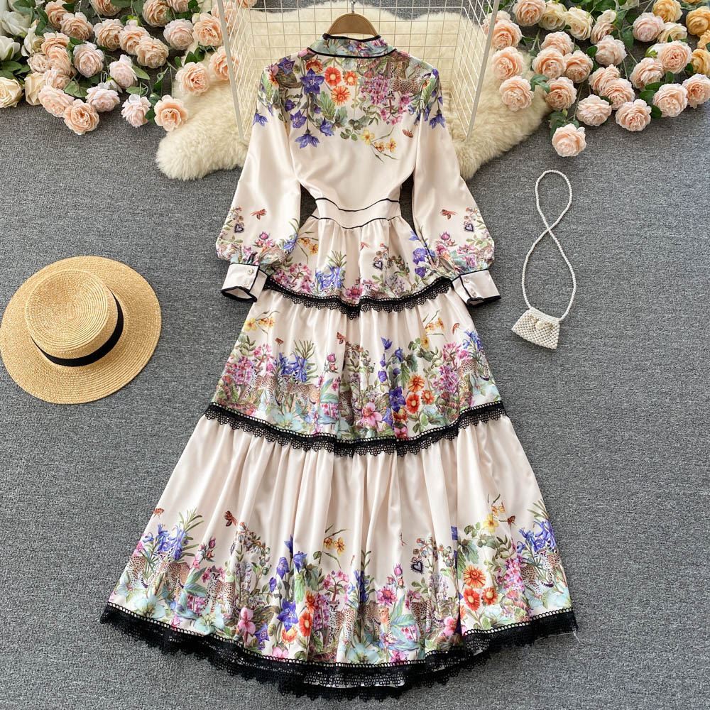 Royal Court Style Floral High-end Sense Dress