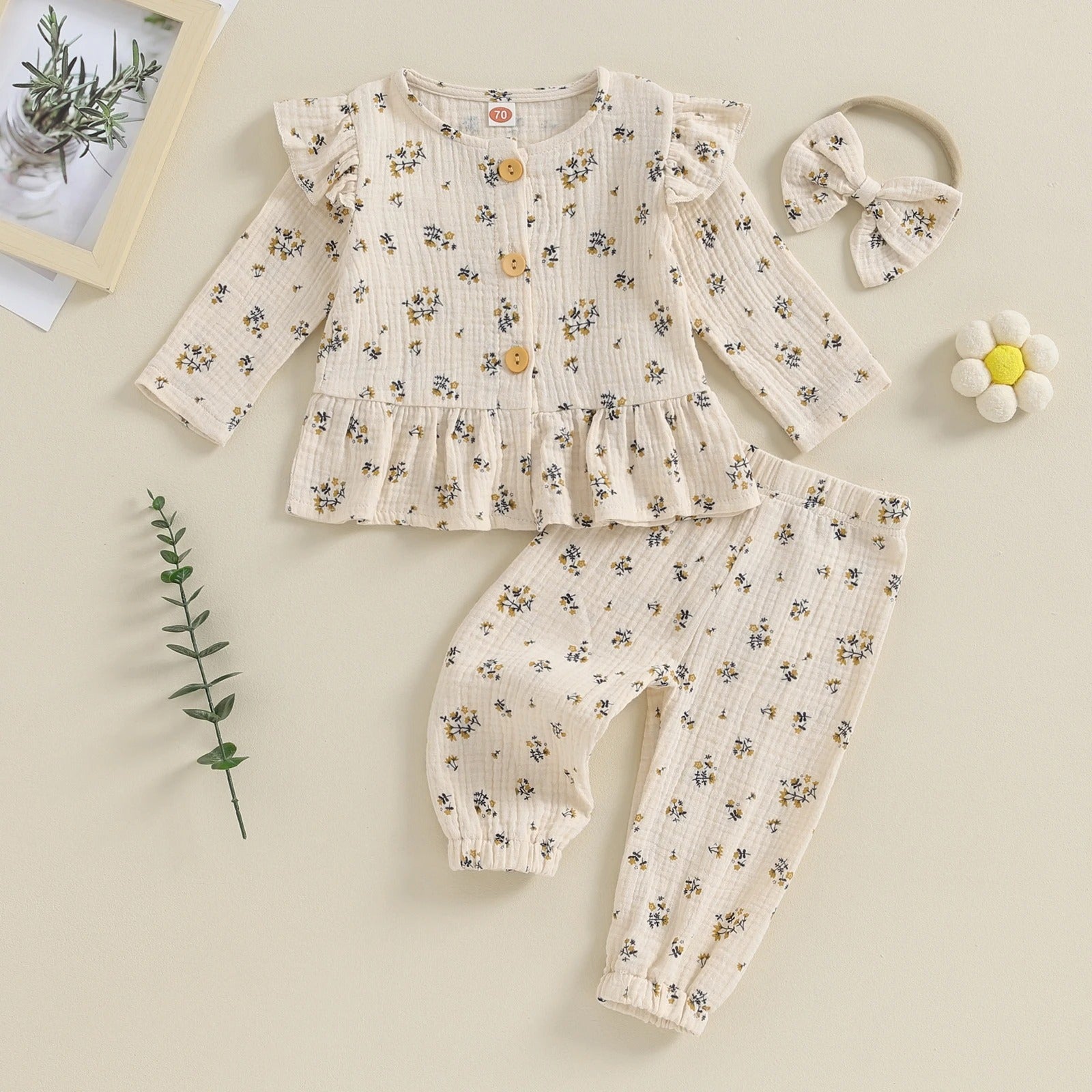 Ensemble de pyjama à manches longues en coton double épaisseur